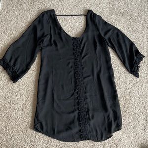Black Scoop neck tunic dress ASTR dress with lace trim